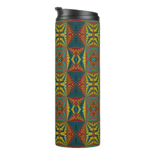 Garrafa Térmica Boêmia Hippie Red Yellow Vintage, Etnia Tribal