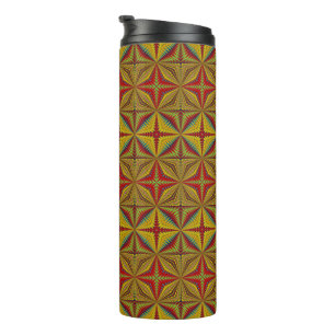 Garrafa Térmica Boêmia Hippie Red Yellow Vintage, Etnia Tribal