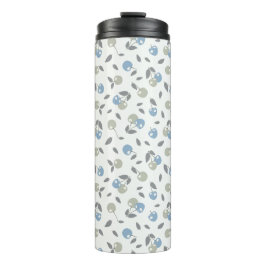 Garrafa Térmica Boho Beach Cherries - padrão de frutas azul sálvia