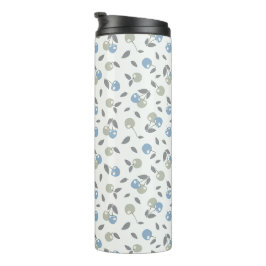 Garrafa Térmica Boho Beach Cherries - padrão de frutas azul sálvia