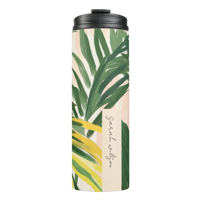 Garrafa Térmica Boho Blush Green Palm Sai da Praia (Frente)