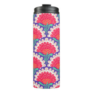 Garrafa Térmica Boho Chic Floral Vintage Impressão.