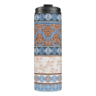 Garrafa Térmica Boho Floral Stripes: Coleção Étnica Sem Costura