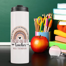 Garrafa Térmica Boho Rainbow Tumbler for 1st Grade Teacher