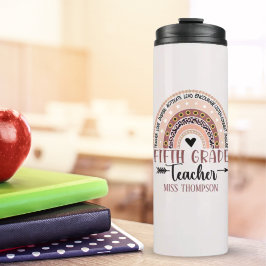 Garrafa Térmica Boho Rainbow Tumbler for 5th Grade Teacher