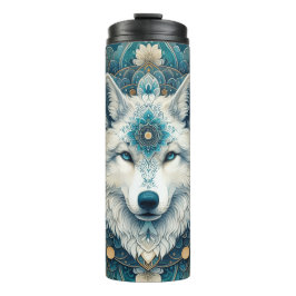 Garrafa Térmica Boho Rustic White Wolf Mandala