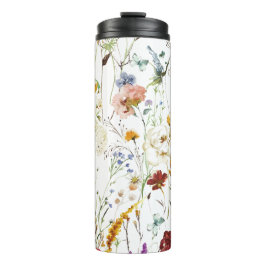 Garrafa Térmica Boho Wildflower Aquarela Primavera Flor