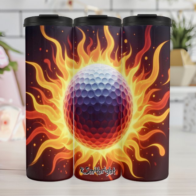 Garrafa Térmica Bola de Golfe de Fiery em Chamas (Criador carregado)