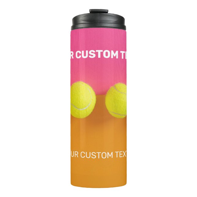 Garrafa Térmica Bolas de Tênis de Texto Personalizadas (Frente)