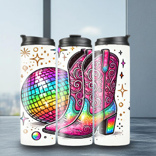 Garrafa Térmica Bold Disco Ball Cowboy Boots Tumbler Térmico