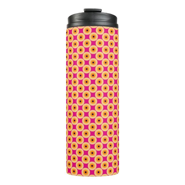 Garrafa Térmica Bolinhas amarela e rosa-quente na moda (Frente)