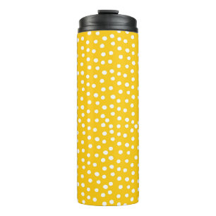 Garrafa Térmica Bolinhas brancas em um padrão uniforme amarelo