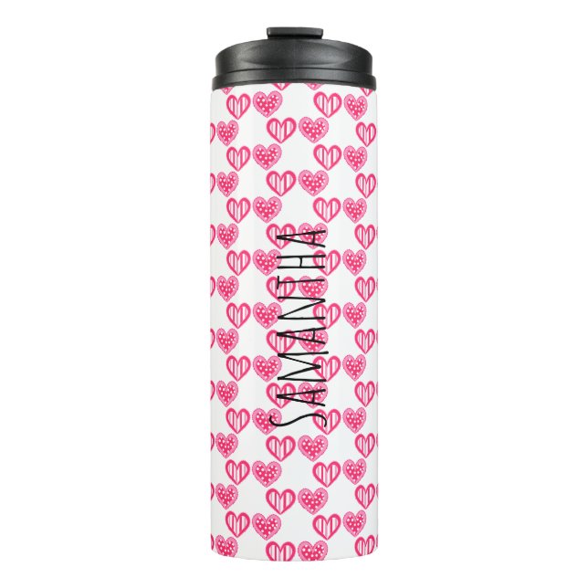 Garrafa Térmica Bolinhas E Corações (Frente)
