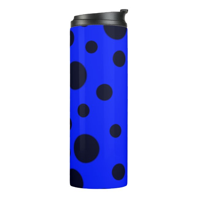 Garrafa Térmica Bolinhas Negra Simples Moderna com Padrão Azul (Giro à esquerda)