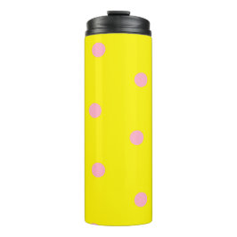 Garrafa Térmica Bolinhas rosa em amarelo