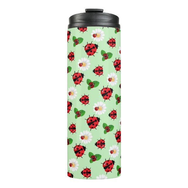 Garrafa Térmica Bolinhas vermelha-branca Ladybug Daisy verão (Frente)