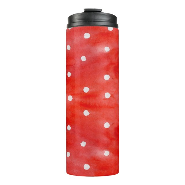 Garrafa Térmica Bolinhas vermelhas de padrão de aquarelas sem cost (Frente)