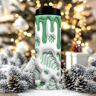 Garrafa Térmica Bolos de Natal Verdes em 3D