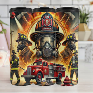 Garrafa Térmica Bombeiros e Cena do Caminhão de Fogo