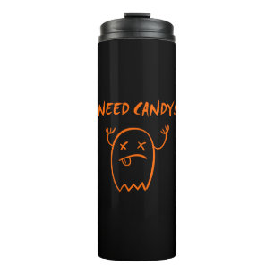 Garrafa Térmica Bonita Necessidade de Doces Halloween Fantasma Mon