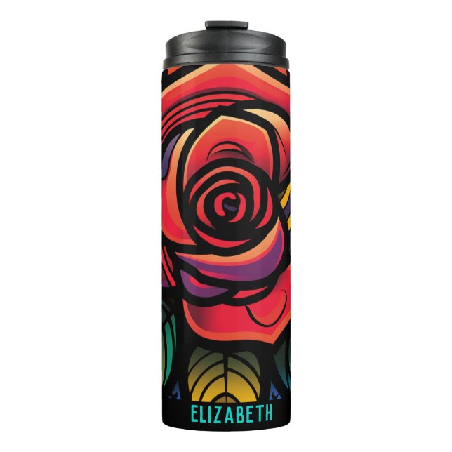 Garrafa Térmica Bonita Rosa de Aniversário Dando Ideias Térmicas T (Frente)