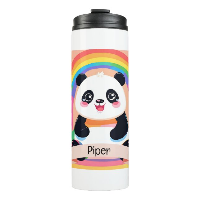 Garrafa Térmica Bonito Bebê Panda Rainbow (Frente)
