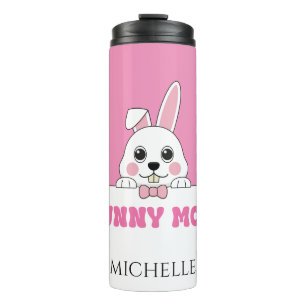 Garrafa Térmica Bonito Coelhinho Mãe Rosa Personalizado
