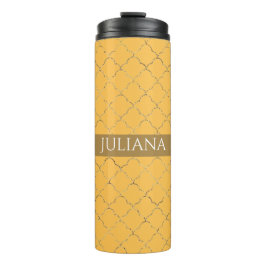 Garrafa Térmica Bonito Daffodil Dourado Quatrefoil Personalizado