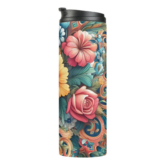 Garrafa Térmica Bonito Floral (Rotação à direita)