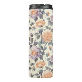 Garrafa Térmica Bonito lilac mole e design floral laranja