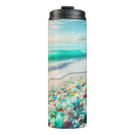 Garrafa Térmica Bonito Ocean Beach com vidro marinho