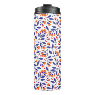 Garrafa Térmica Bonito padrão uniforme de pequenas flores laranja