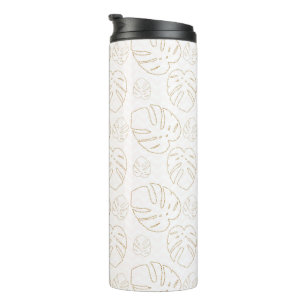 Garrafa Térmica Bonito Tumbler Térmico do Padrão Folha Dourado