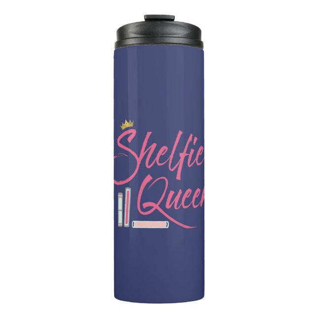 Garrafa Térmica Book Lover Shelfie Queen Blue and Pink (Frente)