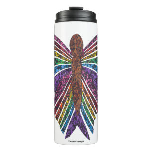 Garrafa Térmica Borboleta Arco-íris (branca) - Tumbler Térmico