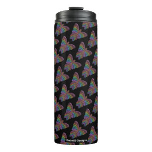 Garrafa Térmica Borboleta-arco-íris (preto) - Tumbler térmico