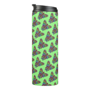 Garrafa Térmica Borboleta Arco-íris (verde claro) - Tumbler Térmic