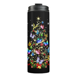 Garrafa Térmica Borboleta Árvore de Natal Luzes Mulheres Xmas B