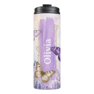 Garrafa Térmica Borboleta de Lavanda Personalizada Térmica 475ml