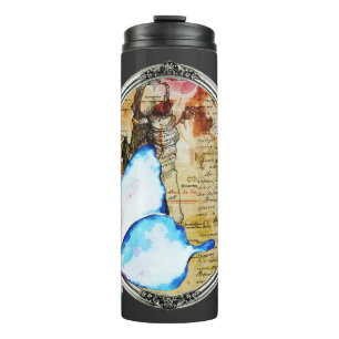 Garrafa Térmica Borboleta E Quadro De Aquarela