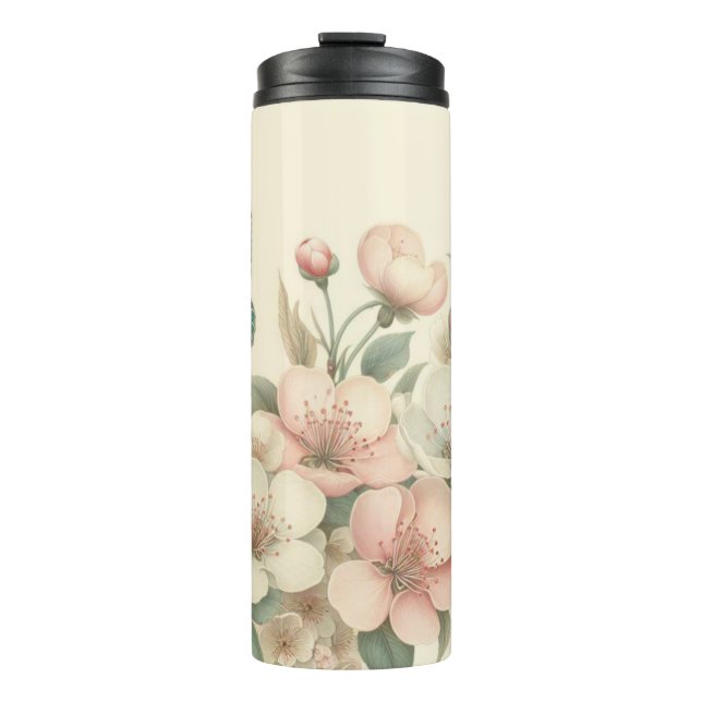 Garrafa Térmica Borboleta floral/primavera com estilos de safena (Frente)