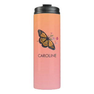Garrafa Térmica Borboleta Monarca Inspiracional Laranja Pessoal