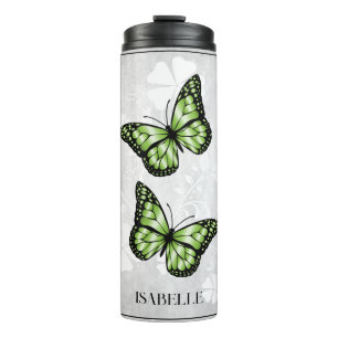 Garrafa Térmica Borboleta Verde Personalizada