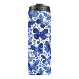 Garrafa Térmica Borboletas Aquarela Azul