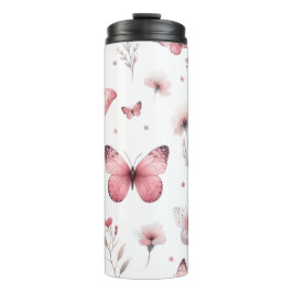 Garrafa Térmica Borboletas Cor-de-Rosa