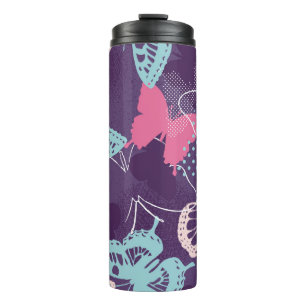 Garrafa Térmica Borboletas de grafite ixeladas em cores bonito p