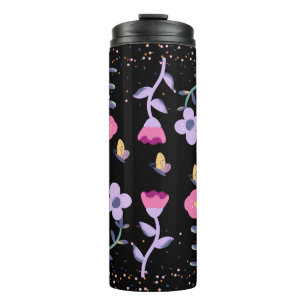 Garrafa Térmica borboletas e flores