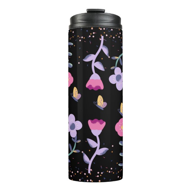 Garrafa Térmica borboletas e flores (Frente)