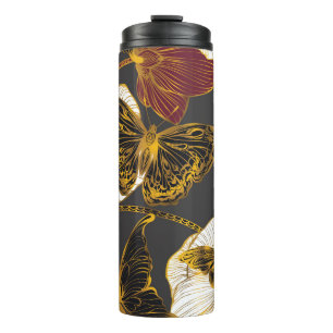 Garrafa Térmica Borboletas e flores: padrão de Primavera Boho