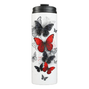Garrafa Térmica Borboletas Negras e Vermelhas